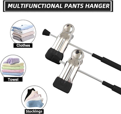 Non-Marking Anti-Slip Pants Hanger, Space-Saving Pants and Skirt Clip, Jeans and Long Pants Hanger, Clothes Clip for Various Shorts and Casual Pants, Durable (10, Pink)