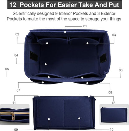 OMYSTYLE Purse Organizer Insert, Felt Tote Bag Organizer Insert with 5 Sizes, Handbag Dividers for Inside Purse, Compatible with Longchamp, Neverful, Speedy and More