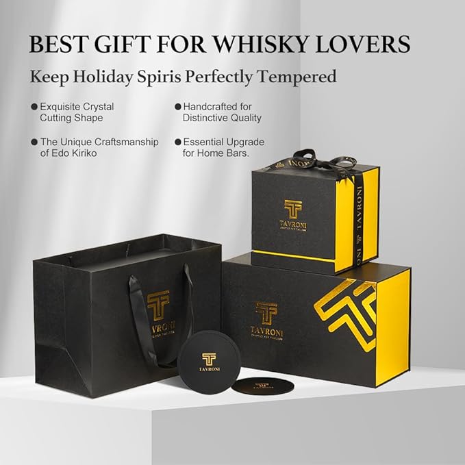 Edo Kiriko Whiskey Glasses – Handmade Crystal Glass Tumbler 11 oz for Bourbon Scotch Cocktail – Japanese Style Cut Crystal Whiskey Glass for Men and Women – Gift Set with Elegant Box (2pack)