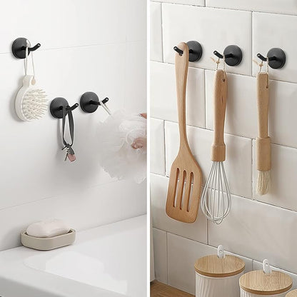 NearMoon Coat Hooks, Wall Mount Hooks for Hanging Hat Hurse Robe, 304 Stainless Steel Heavy Duty Towel Hangers for Bathroom Livingroom Hotel Kitchen Garage, 6 Pack (2 Inch, Matte Black)