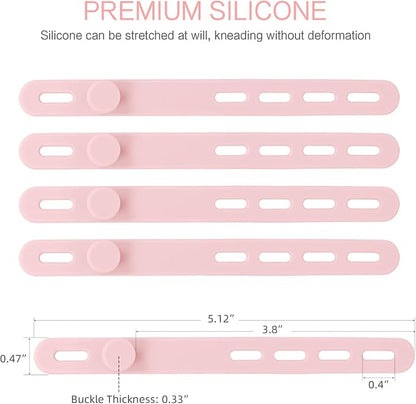 Donruby 24Pcs Silicone Cable Ties - Reusable & Washable with Locking Buckles, Adjustable Fastening Cable Management Straps, Multi-Purpose High Elasticity Cord Organizer (Pink)