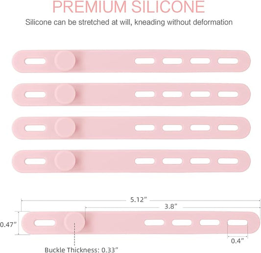 Donruby 24Pcs Silicone Cable Ties - Reusable & Washable with Locking Buckles, Adjustable Fastening Cable Management Straps, Multi-Purpose High Elasticity Cord Organizer (Pink)