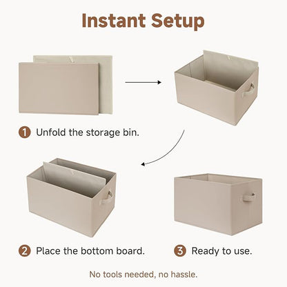 StorageWorks Storage Baskets for Shelves, Closet Organization and Storage Bins, Fabric Organizer Baskets for Clothes, Light Brown, 3-Pack, Extra Large