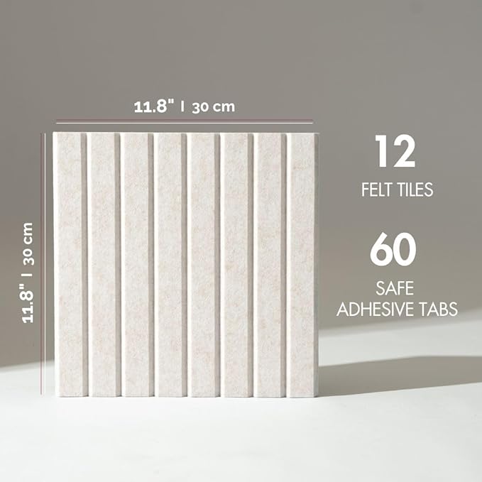 Large Bulletin Board 48"x36" - Office Wall Organizer, Replace your Old Cork Boards for Walls for Office Decor -12-pack Felt Wall Panels to Use in Home Office Decor, Classroom Decor (Limestone)