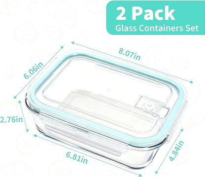 2 Pack Fruit Storage Containers for Fridge, Glass Fruit Containers for Fridge with Airtight Lid, Airflow Vent Design to Keep Produce Fresh Longer, Ideal for Fruits and Vegetables Storage