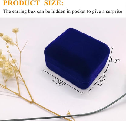 GBYAN 2 Pieces Velvet Earring Box,Stud Earring Gift Box,Jewelry Display Case for Proposal,Engagement,Wedding and Birthday,Blue