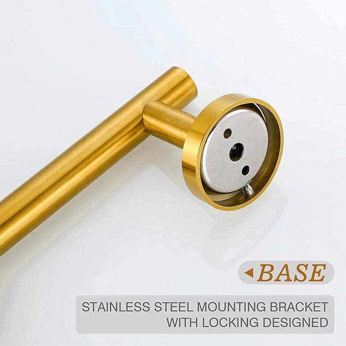 USHOWER Brushed Gold Bath Towel Bar, 30-Inch Towel Racks for Bathroom Wall-Mounted, SUS304 Stainless Steel Towel Rod (Total Length 32-Inch)