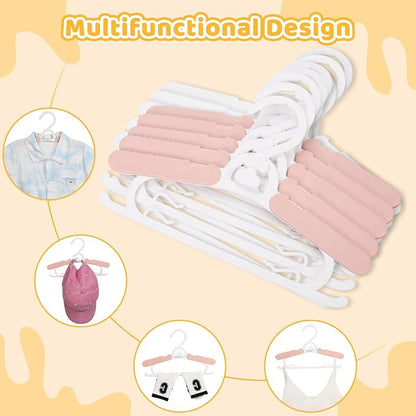 40 Pack Baby Clothes Hangers, 11-15" Adjustable Non-Slip Thickened Kid Hangers for Nursery Closet Toddlers Infant Children to Teenager (Pink)