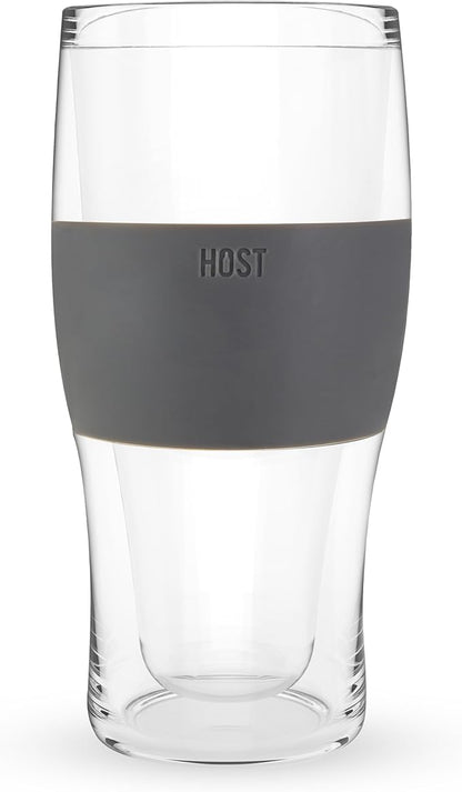 HOST Beer FREEZE Beer Glass Cups Set Drinking Glasses, Freezer Mugs with Gel Double Walled Cool Cups Plastic Multicolor 16oz Set of 4