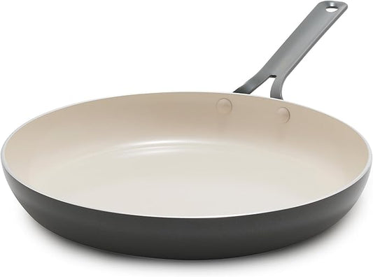 GreenPan Nova 12” Nonstick Frying Pan Skillet, PFAS-Free Ceramic Cookware, Durable Fast Heating, Induction Ready, Omelet & Eggs, Oven Safe to 600F, Dishwasher Safe, Slate Gray