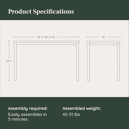 Branch Daily Desk - Functional at Home Office Desk with Effortless Assembly, Timeless Design, Rounded Corners, and Built-in Cable Notch - 58” W x 27” H x 24” D - Walnut - Charcoal