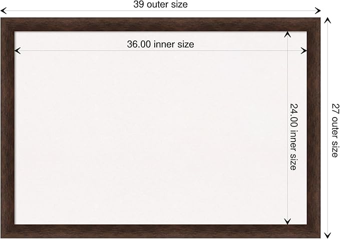 Amanti Art White Cork Board for Wall, 27x39 Vision Board with Brown Wood Frame, Large Corkboard Office Decor for Home Organization, Casual Corkboard Pinboard to display items for home organization