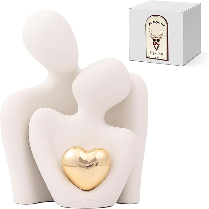 Home Decor for Couples, Mini Couple Ceramic Statue Tv Stand Decor, Bedroom Decor Love Statue Couple Knick Knacks Unique Decoration- Gifts for Her Romantic Gifts(White, 4.72in)