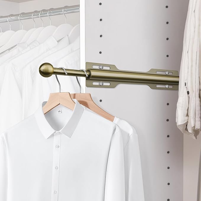 12" Valet Rod for Closet Pull Out (1 Pack, Antique Brass)