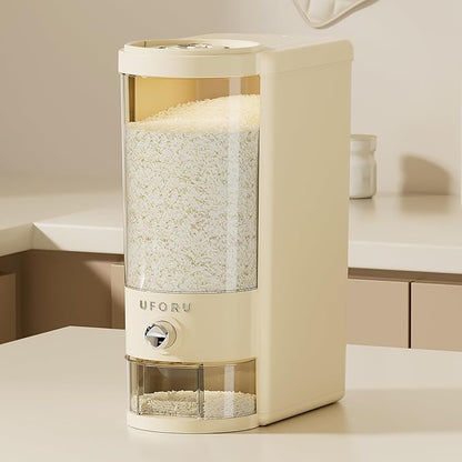 UFORU Rice Dispenser 20 lbs | Large Rice Storage Container for Kitchen&Pantry - Space-saving, Moisture & Pest-proof, BPA-Free - Dry Food Dispenser with One-Touch Dispenser & Measuring Cup for Families