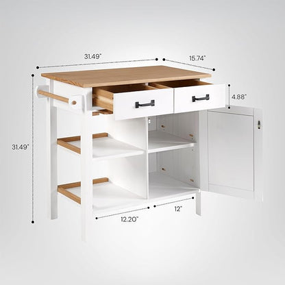 From the Tree Furniture Modern Kitchen Island Cabinet with Convenient Storage Drawers - Solid Pine Wood Coffee Bar Cart, 31" Storage & Organization Solution - Practical Kitchen Cabinet