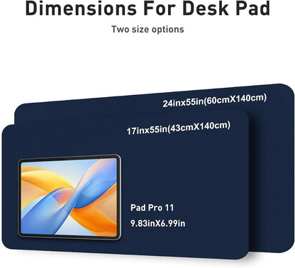 Aothia Faux Leather Desk Mat - Non-Slip PU Leather Desk Blotter, Waterproof Writing Surface, Large Desk Pad for Office & Home (Dark Blue, 55" x 17")
