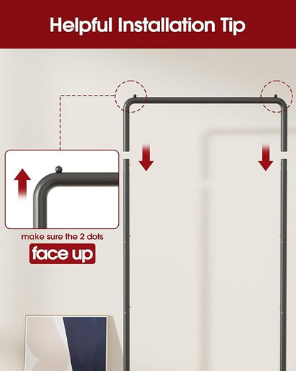 Clothes Rack - Clothing Rack with Storage Mesh Shelf & Casters, Heavy-Duty Metal Clothing Rack for Hanging Clothes, Dresses, Coats, Large Load Capacity, Easy Assembly, Black, 28.0"x16.9"x59.0"