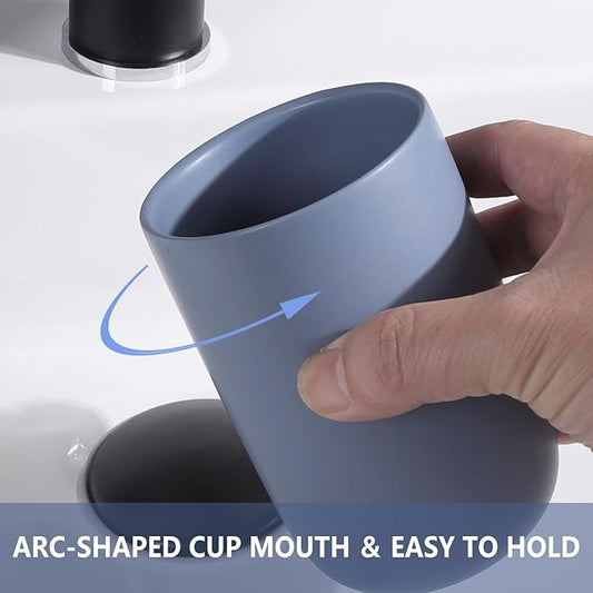 Toothbrush Holders for Bathrooms - 2 Cups Ceramic Toothbrush Toothpaste Holders Set, Blue Bathroom Tumbler Cups Reusable Toothbrush Mouthwash Cup, Bathroom Counter Organizer.
