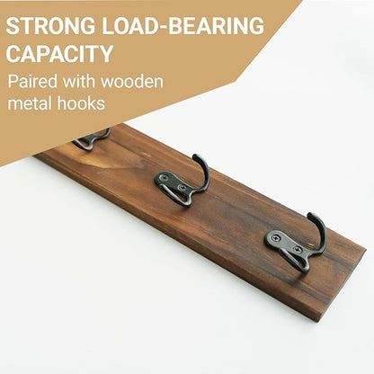 Small Vertical Key Holder for Wall Mounted Vertical Wooden Key Rack Organizer with Hooks for Home and Garage Entrances, Space-Saving Storage for Keys
