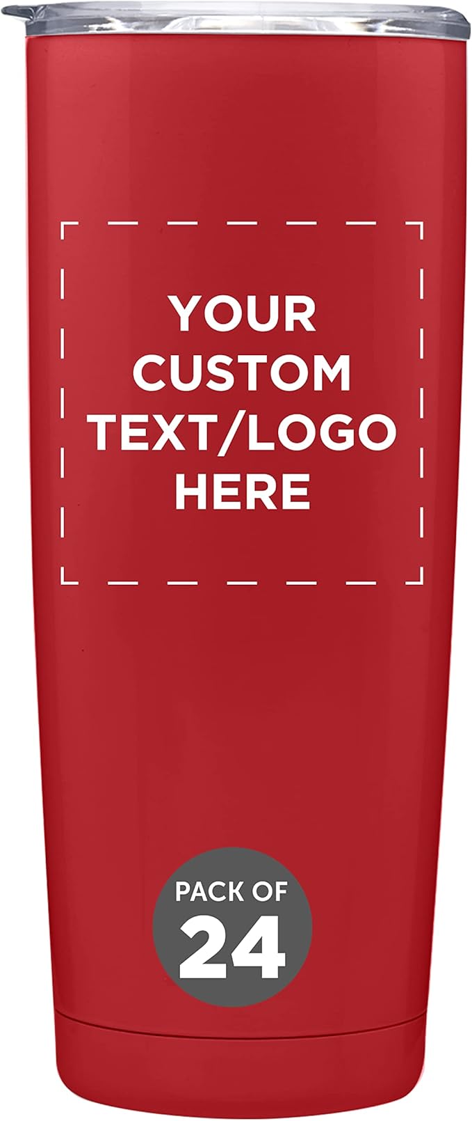 Custom Pipette Stainless Steel Coffee Tumblers 20 oz. Set of 24, Personalized Bulk Pack - Double Wall, Perfect for Coffee, Hot Cocoa, Other Hot & Cold Beverages - Red