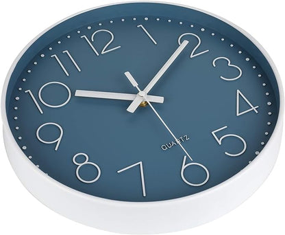 jomparis 12 Inch Silent Non-Ticking Battery Operated Quality Quartz Round Wall Clock Modern Decor Clock for Home Office Bedroom Bathroom(Cerulean Color)