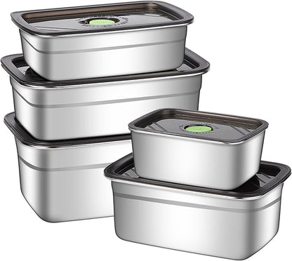 10-Piece Stainless Steel Food Storage Container Set with Airtight Lids - Durable, Eco-Friendly Kitchen Organizers for Freshness & Convenience，Pantry, Dishwasher Safe (Various Sizes)