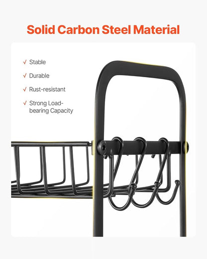 VEVOR 2 Tier Coffee Bar Organizer for Countertop, Multifunctional Mug Holder and Coffee Station, 12 Movable Hooks and 2 Shelves for Coffee Accessories Storage and Display, Home Office (Matte Black)