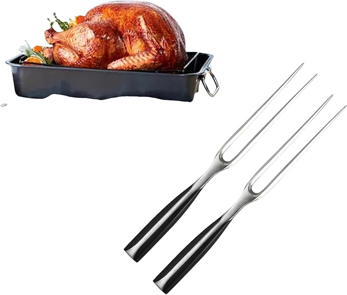 Carving Fork High Carbon Stainless Steel Chef Pro Cooking & Barbecue Fork, 12Inch BBQ Tools,2PCS, Silver, KGY55