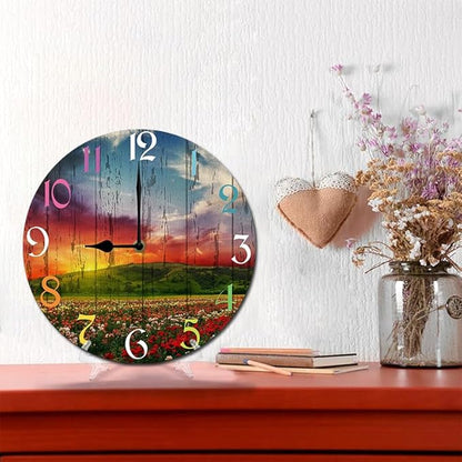 Huashanpo Wall Clock 10 Inch Silent Non Ticking Battery Operated Wooden Modern Office Simple Minimalist Clock Decorative for Kitchen Home Bathroom Living Room