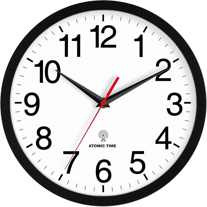 Rohioue Atomic Wall Clock, Modern 14 Inch Battery Operated Wall Clocks, Analog Clock for Living Room, Office, Home, Bedroom, Kitchen, Bathroom(Black)