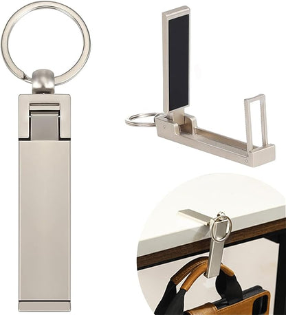 Purse Hook for Table, Instant Bag Purse Hook Hanger Holder for Table Desk Folding Handbag Table Hook Hanger for Women Mobile Phone Stand Holder(Platinum)