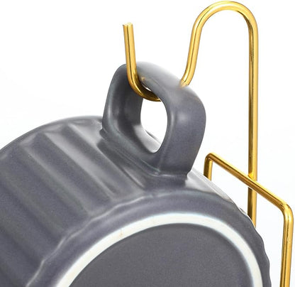2 Pcs Tea Cup and Saucer Display Stand Metal Saucer Organizer Plate Coffee Mug Hanger Stand Tray Easel Holder Storage Rack for Afternoon Tea Party