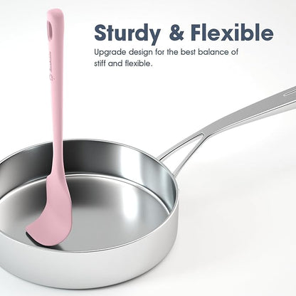 ChefAide 5 Pieces Silicone Spatula Set, Food Grade Rubber Spatula, Upgrade Strong Handle with Ergonomic Grip, Heat Resistant Up to 600°F for Nonstick Cookware, Cooking
