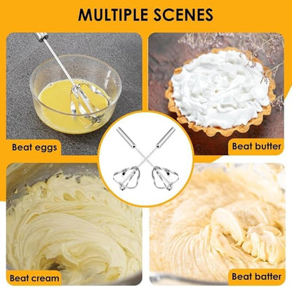 2025 New Stainless Steel Semi-Automatic Whisk with Cleaning Cloth, Wisking Tool Stainless, Multifunctional Egg Beater for Cooking Kitchen Household Eggs Milk Hand Whisk Mixer (B2-New Model 12in)