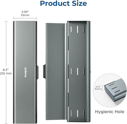Wider Aluminum Toothbrush Travel Case, Portable Travel Toothbrush Holder, Durable Manual Toothbrush Box Container for Traveling, Bathroom, Camping, Business Trip, Gray Blue