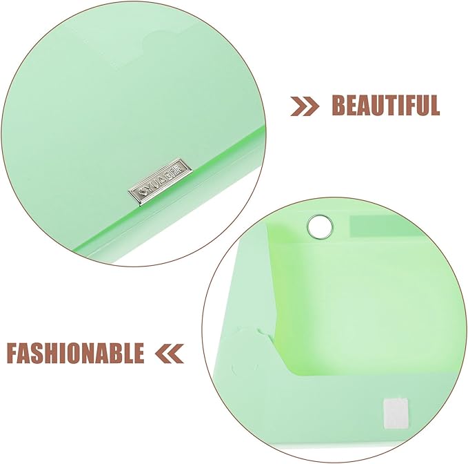 WOONEKY Pastel Color Thickened File Storage Box Portable Document Organizer Case with Capacity PP Material Folder Organizer for Office and Home Use Reusable File Holder in Light Green