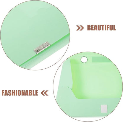 WOONEKY Pastel Color Thickened File Storage Box Portable Document Organizer Case with Capacity PP Material Folder Organizer for Office and Home Use Reusable File Holder in Light Green