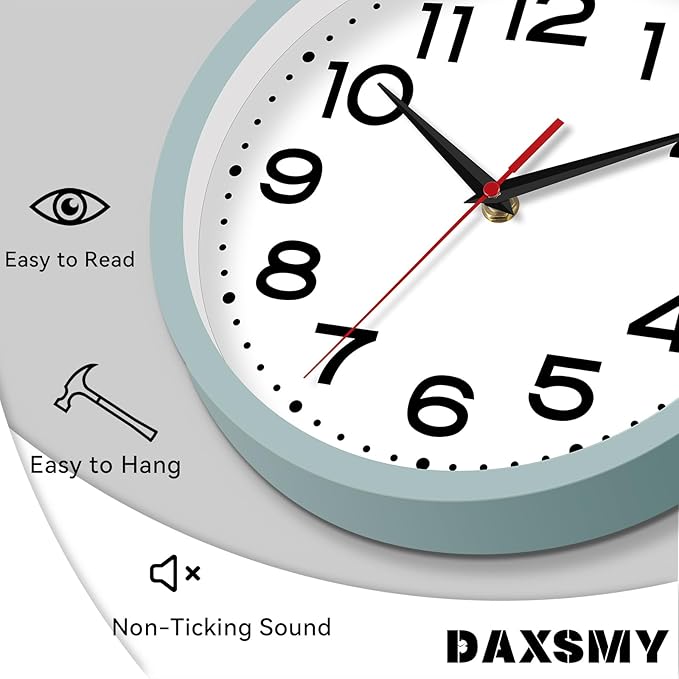 Roymnie Wall Clock Silent Non-Ticking Modern Clock Battery Operated 12 Inch Small Classic Analog Decorative for Kitchen, Bathroom, Office, Bedroom, Home(Blue Gray)