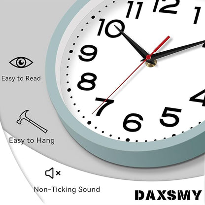 Roymnie Wall Clock Silent Non-Ticking Modern Clock Battery Operated 12 Inch Small Classic Analog Decorative for Kitchen, Bathroom, Office, Bedroom, Home(Blue Gray)