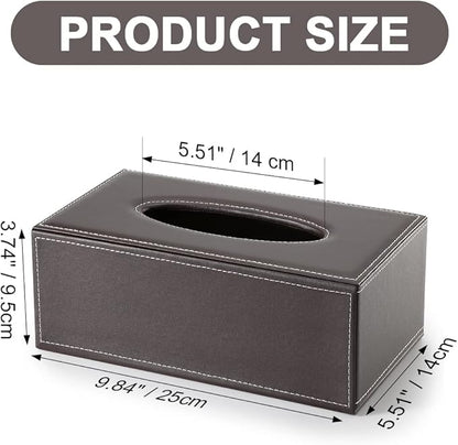 KINGFOM Rectangular PU Leather Tissue Box Cover - Facial Tissue Paper Napkin Holder for Bathroom, Home, Office, Car Automotive Decoration with Magnetic Bottom(Brown)