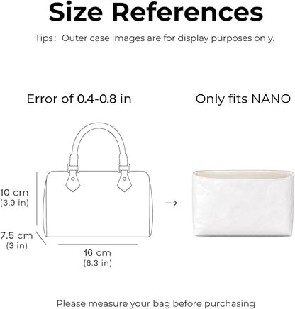 Purse Organizer Insert for LV Nano Speedy Handbag, Custom Fit Inside Craie Lightweight WaterResistant Tote Bag Insert with Cup Holder Accessories
