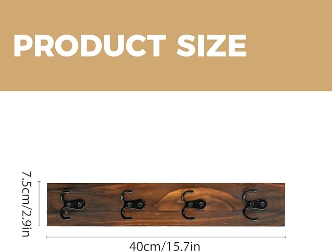 Small Vertical Key Holder for Wall Mounted Vertical Wooden Key Rack Organizer with Hooks for Home and Garage Entrances, Space-Saving Storage for Keys