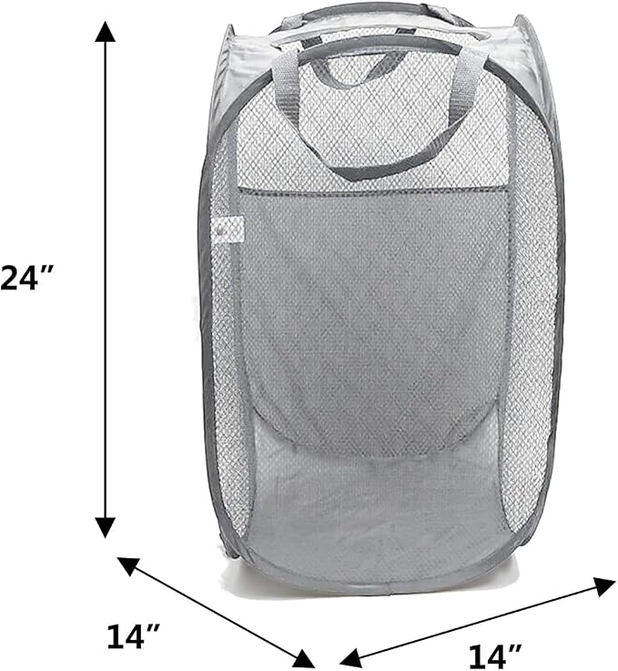 Pop Up Hampers 3 Pack with Extra Large Laundry Bags 6 Pack, Varied Colors Travel Laundry Bags 30"x40", Foldable Mesh Laundry Basket, for college dorm and apartment dwellers (9PCS)