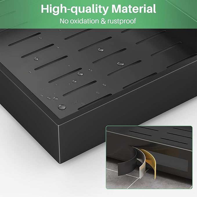 Pull out Cabinet Organizer, 21"Deep, Heavy Duty Full-Extension Slide out Drawers for Kitchen Cabinets with Nano Adhesive, Roll Out Shelf Sliding Cabinet for Pots, Bathroom, Pantry, Under Sink, Black