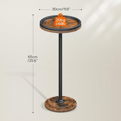 HOOBRO Small Round Side Table, Drink Table, Coffee Martini Table with Pedestal Accent for Small Spaces in Living Room, Bedroom, Sofa Couch, Rustic Brown BF168BZ01
