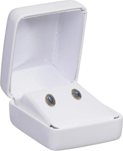 Earring Box White PU Leatherette – Elegant Jewelry Gift Case for Stud Earrings – Wedding, Birthday, Anniversary, Graduation