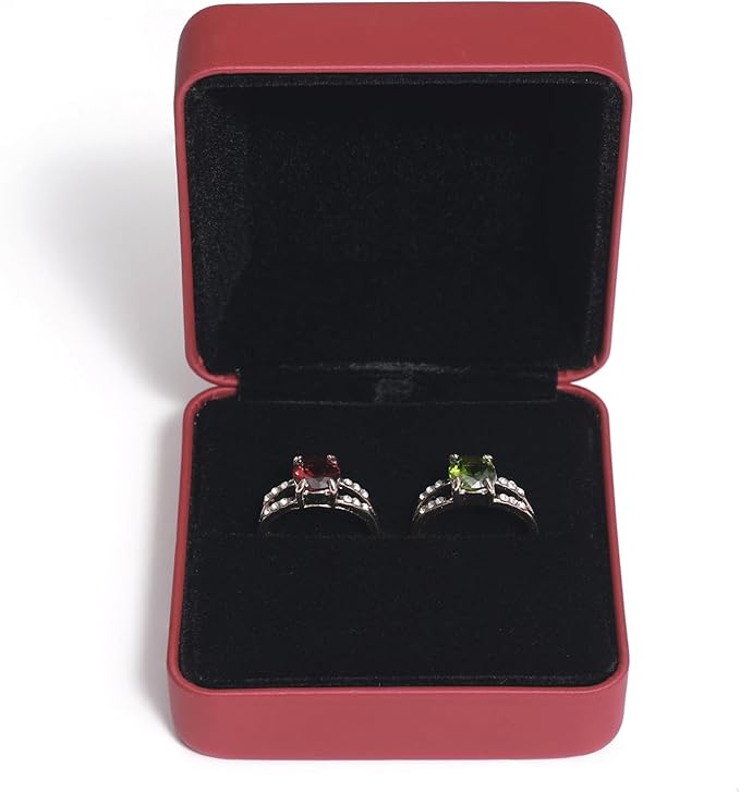 Velvet Ring Gift Box, Small Jewelry Earring Studs Holder Case for Wedding Day, Proposal, Engagement, Anniversary, Ring Display Storage Box for Women Girl (Red S)