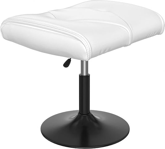 VECELO Foot Rest Under Desk Ottoman, PU Height Adjustable Footrest with Comfort Padding, Leg Rest for Desk for Relieving Leg Pain, Stiffness, and etc, White