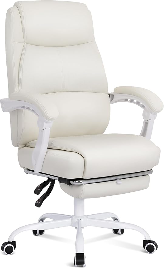 Misolant Big and Tall Office Chair with Footrest, High Back Desk Chair with Linkage Armrest, 90-155° Recline Executive Computer Chairs with Adjustable Height for Home